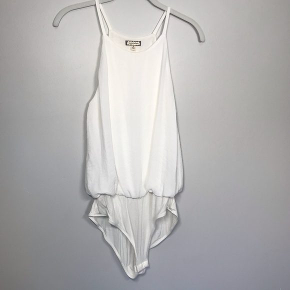 Eyeshadow Tops - EYESHADOW,Beige Bodysuit sleeves Size M